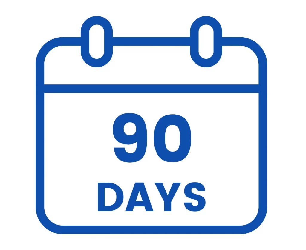 90 days calendar icon.