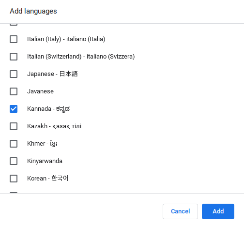 Añadir idioma Kannada en Chromebook.