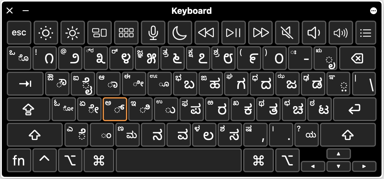 لوحة مفاتيح الكانادا الافتراضية.