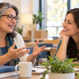 Warm Library Conversation