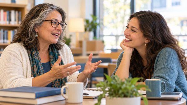 Warm Library Conversation