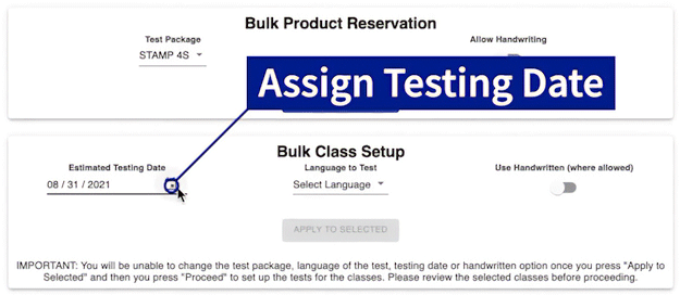 where to assign the testing date.