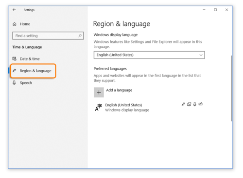 Region and Language Settings When Using Windows 10 while taking an Avant Assessment Language Proficiency Test