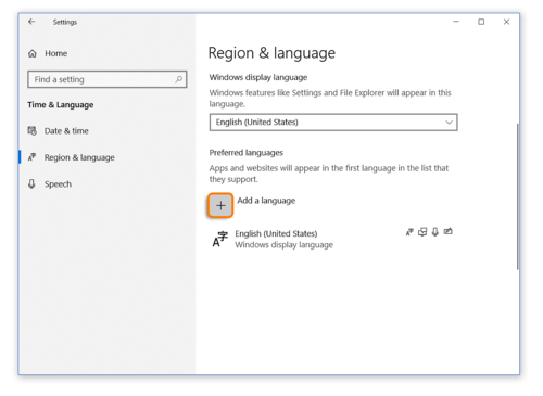 How to add a language to Region and Language Settings when using Windows 10 while taking an Avant Assessment Language Proficiency Test