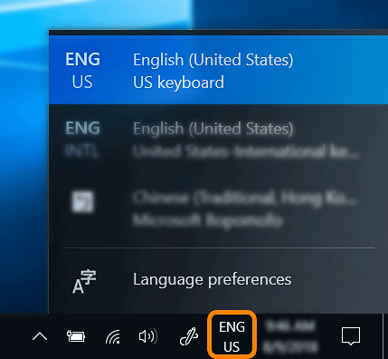 Switch to Desired Keyboard when using Windows 10 while taking an Avant Assessment Language Proficiency Test