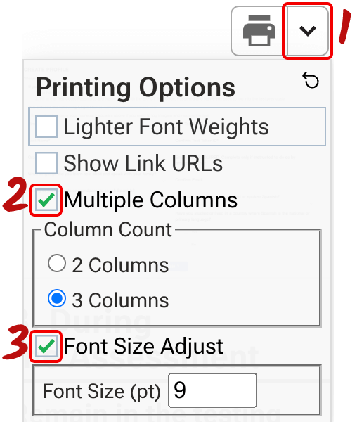How to save paper when printing guides on Avant Assessment.